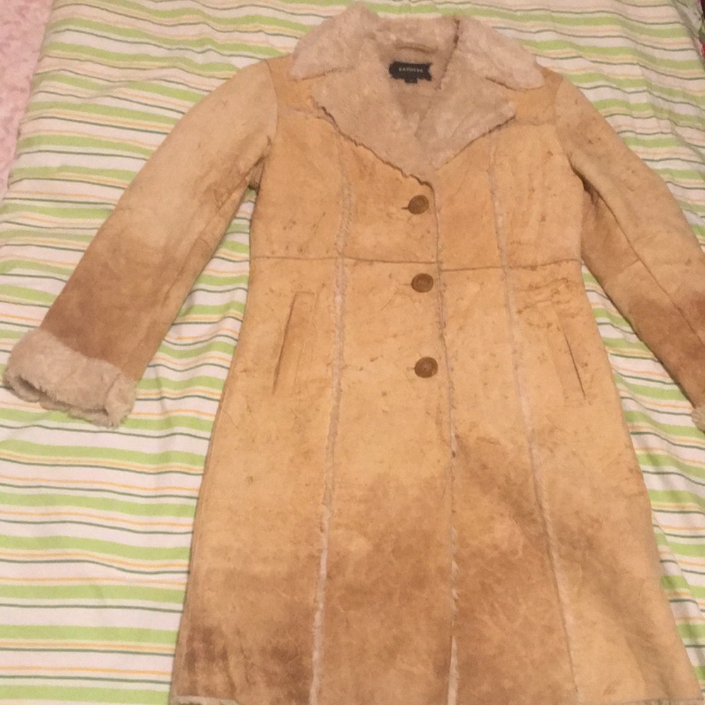 Fur trim leather jacket